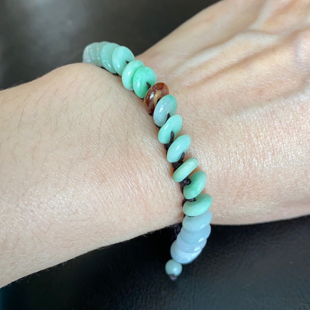 Jade Bangle Bracelet Adjustable Round Mini Donut - image 7